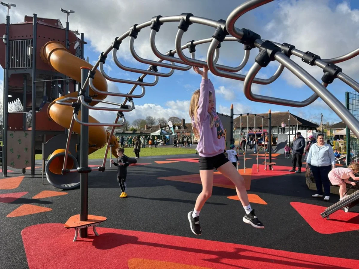 Children trying the ACTI'Ninja Trail course on launch day
